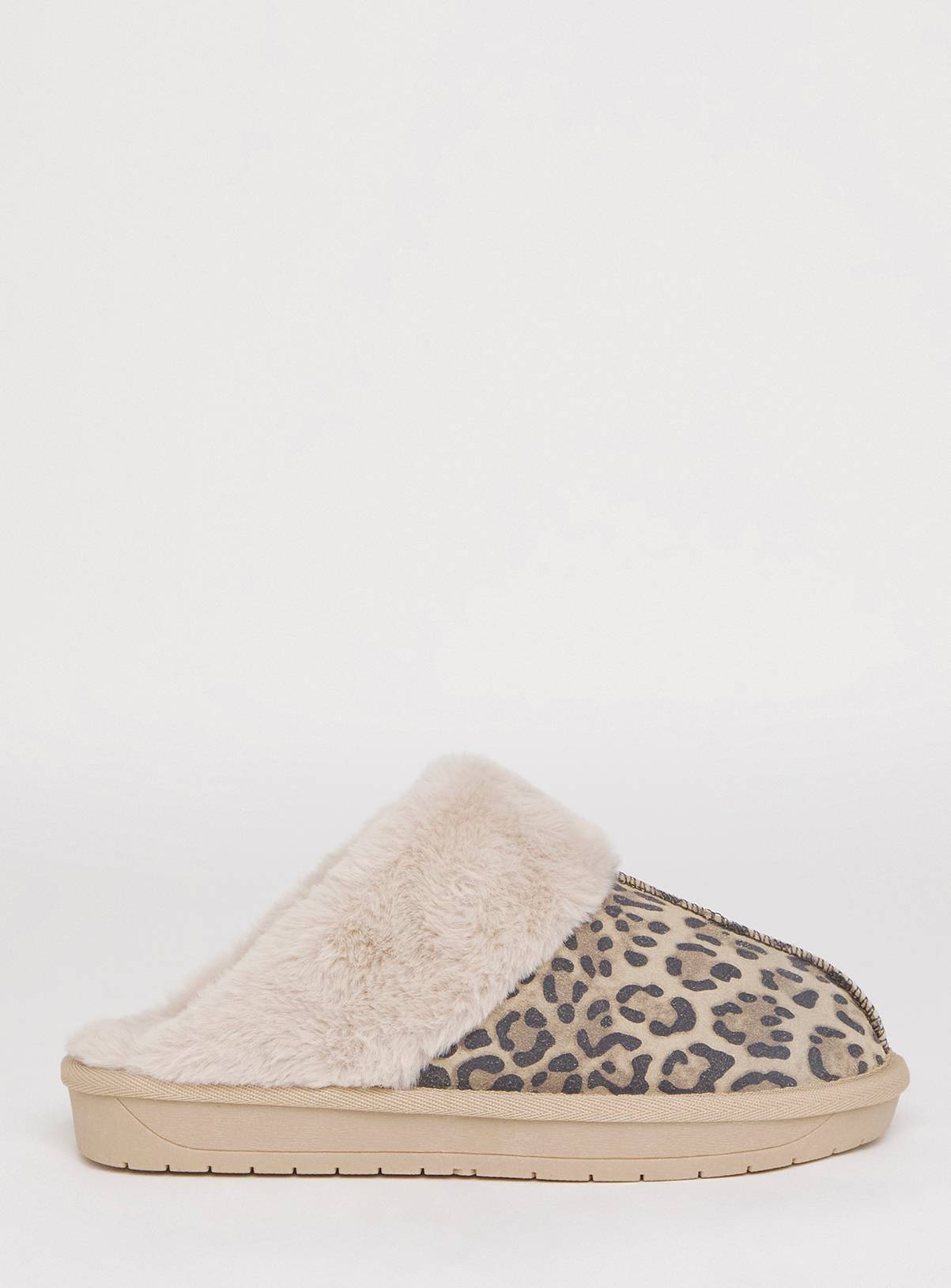 SIMPLY BE Leopard Faux Fur Lined Suede Mule Slipper Wide Fit 6 - Image 3